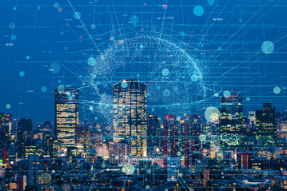 Modern cityscape and communication network concept (credit: metamorworks/iStockphoto)