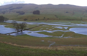 Flood water in Bishopdale as seen from near Bainbridge