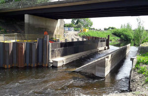 The concrete channel being built under the A59 at Skipbridge which will help measure flow rates