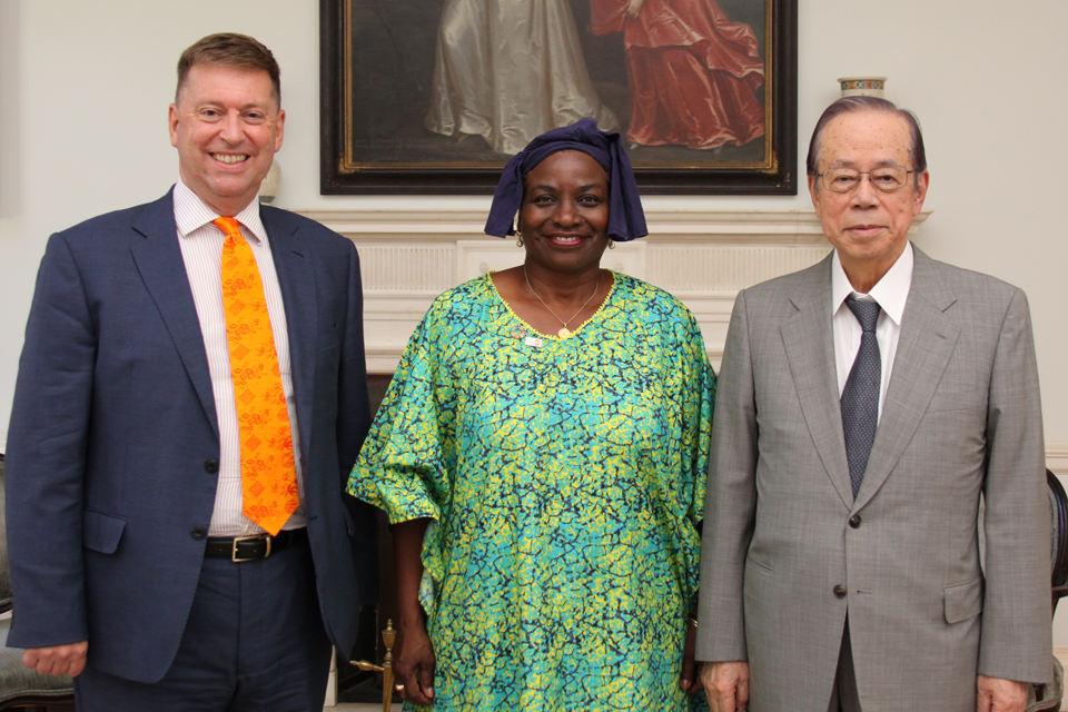 Dr Natalie Kanem, His Excellency Mr. Yasuo Fukuda and British Ambassador to Japan Paul Madden