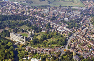 Aerial view of the city of Warwick