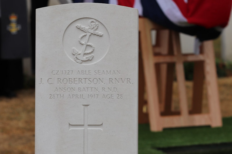 Headstone for Able Seaman (AB) James Cameron Robertson, Crown Copyright, All rights reserved