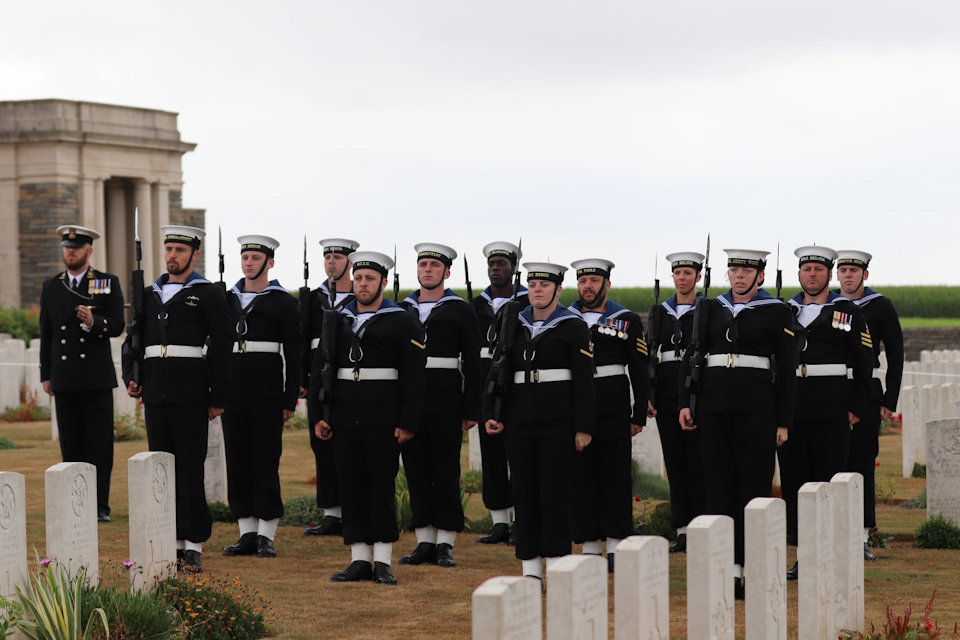 12-person gun salute provided by the Royal Navy in honour of AB Robertson, Crown Copyright, All rights reserved