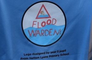 Image shows the flood warden logo worn by wardens across the North East