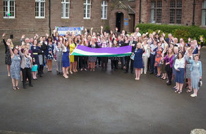 Around 30 organisations gathered to see the suffrage flag in Cumbria