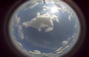 An image of clouds through a camera