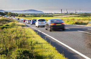 Local traffic on the A595 heading towards Sellafield