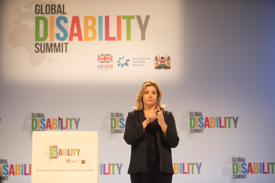 Penny Mordaunt signing the introduction to her speech. Picture: Michael Hughes/DFID