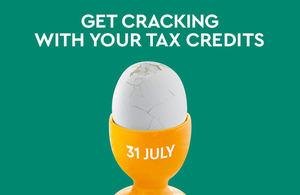 Tax credits graphic stating "Get cracking with your tax credits".