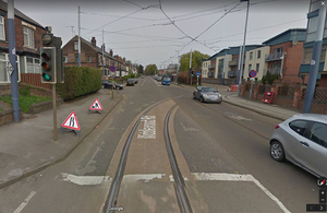 Google Streetview image of the curve approaching Middlewood Road Terminus (© 2018 Google – image date April 2017)