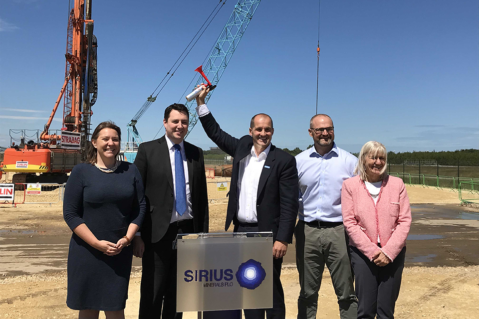 Jake Berry visiting the Wilton site of Sirius Minerals in June 2018