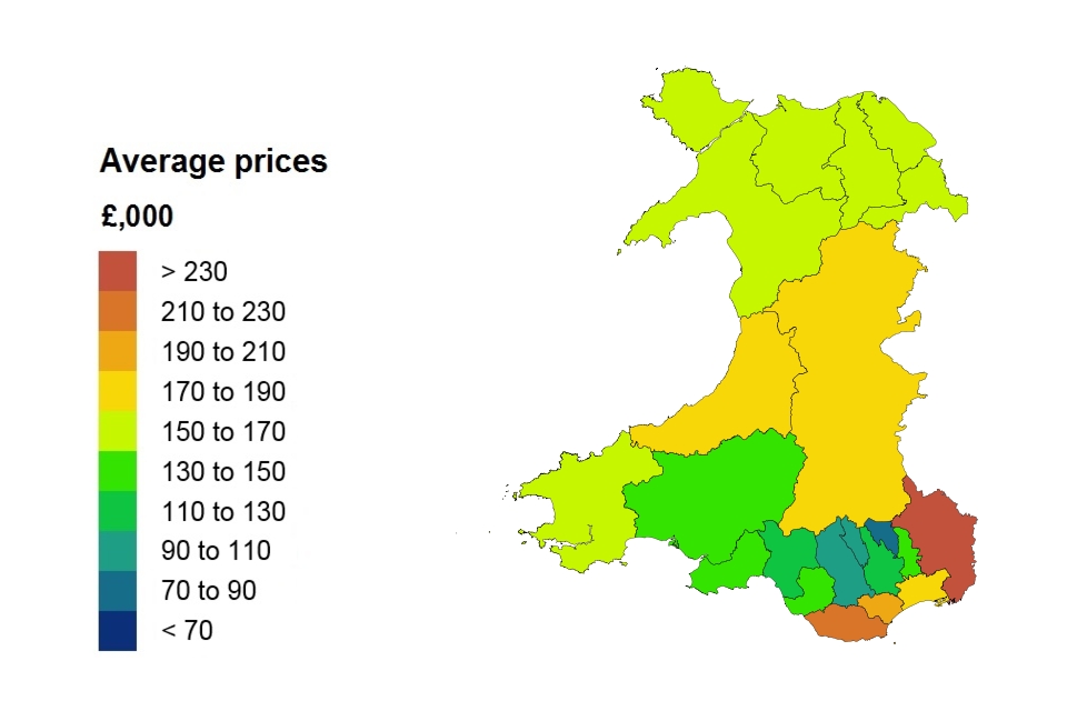 Average price by local authority for Wales