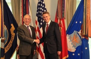 Defence Secretary Gavin Williamson with US Secretary of Defense Jim Mattis at the Pentagon.