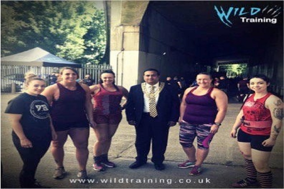 Police Constable Claire Stott-Barrett (2nd from right) with some of her fellow competitors and the Mayor of Wycombe.