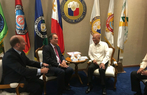 Minister of State for Asia and the Pacific Mark Field with Defence Secretary Maj Gen Delfin Lorenzana.