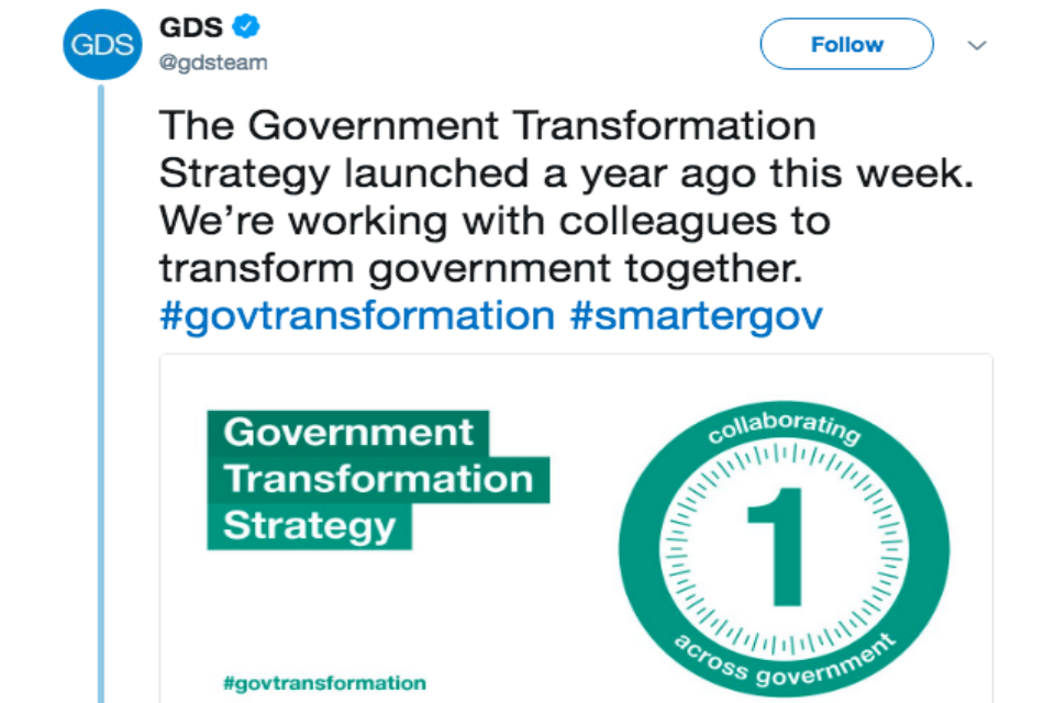 Government Transformation Strategy launch tweet