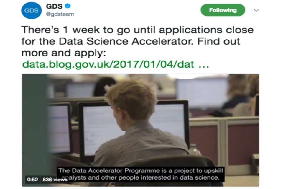Data science accelerator tweet