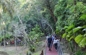 Minister Field being taken on a jungle trail walk at Tasek Lama Recreational Park