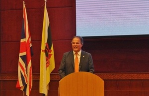 Minister Field speaking at the Ministry of Foreign Affairs and Trade