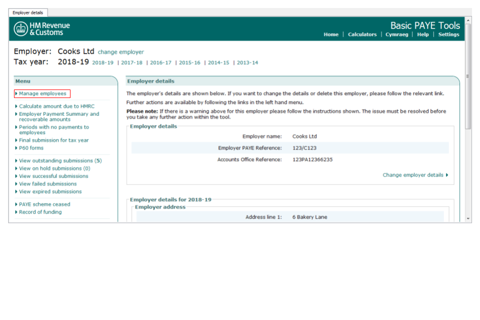 Employer details - manage employees