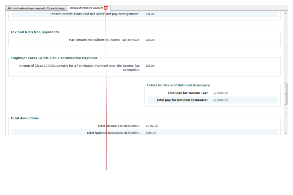 Details of employee payment