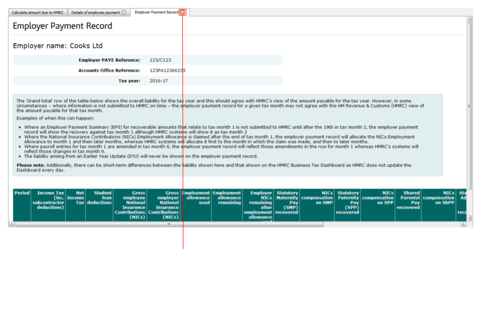 Employer payment record
