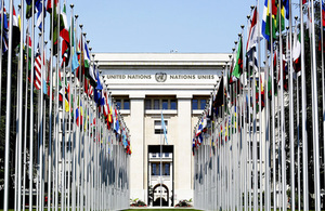 Flags and Palais UN Geneva