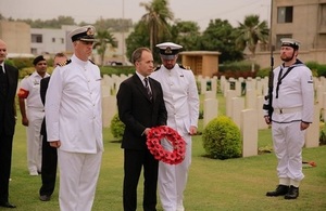 British High Commissioner Thomas Drew laid wreaths for four British soldiers from Charterhouse School.