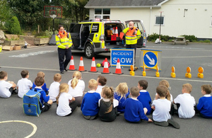 School children with traffic officers