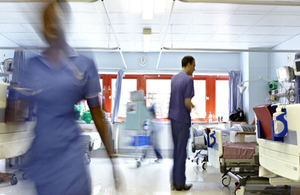 Busy NHS ward blurred