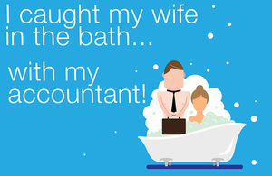 Graphic of wife in the bath with accountant.