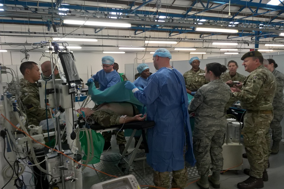 Reservists from 205 (Scottish) and 256 (City of London) Field Hospitals training with US Air Force medical personnel at AMSTC.