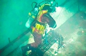A diver works in the pond at Sizewell A Site