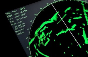 Closeup fragment of ships navigation radar screen