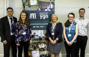 Sellafield Ltd’s Howard Carpenter (left) and Dorothy Gradden (centre) with organisers Bethan Murray, Jenny Robinson and Andrew Ballantyne (NNL).