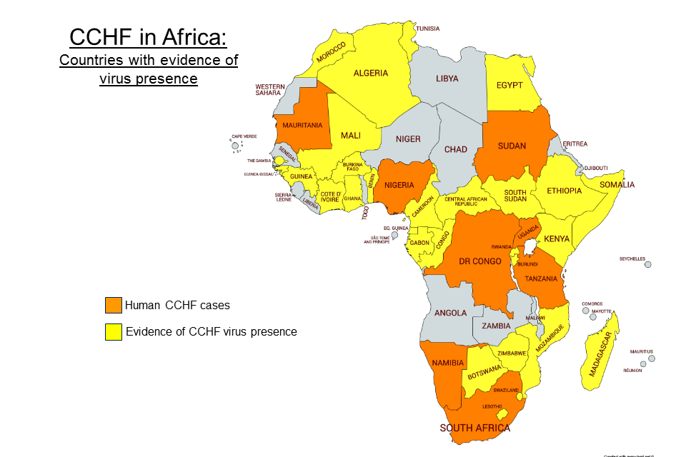 CCHF in Africa: countries with evidence of virus presence