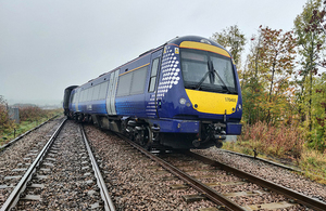 Derailed train at Stonehaven