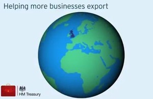 An infographic showing the globe with the caption: helping more businesses export