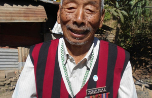 Sepoy Tochalie Rangma, a Commonwealth veteran from Nagaland, India, pictured in 2017, aged 90. Image: RCEL