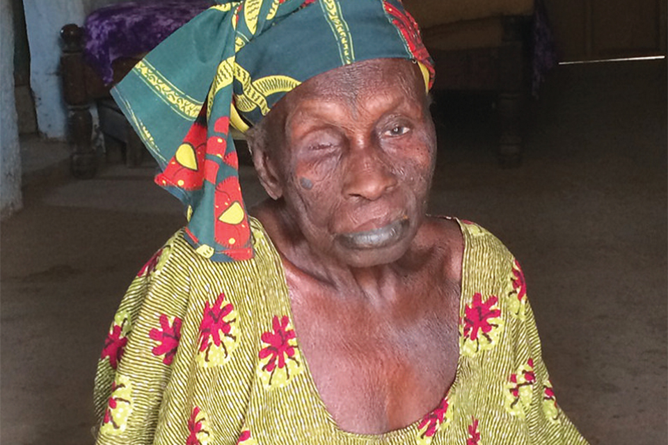 85-year-old Bakoto Jobe, pictured at her home in The Gambia. Bakoto’s husband was a corporal in the First Gambia Regiment who fought in Burma.