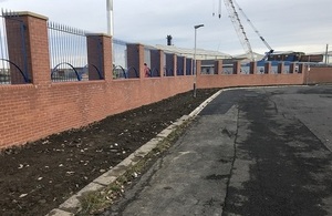 Image shows the new flood wall at Blyth