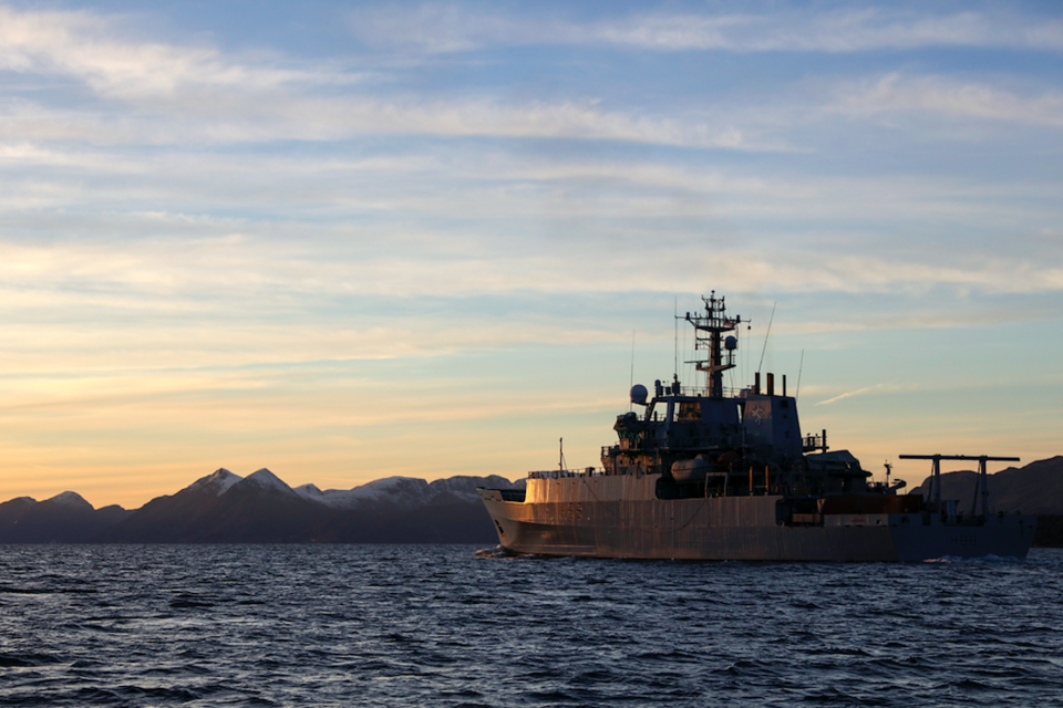 HMS Enterprise in the Norwegian Fjords.