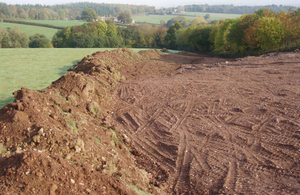 Close up of the soil and subsoil dumped on farmland at Poltimore, Exeter