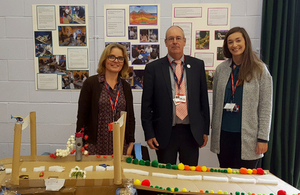 image showing Minety school teacher Maria Madeley with Garry Packer and Emma Grayson of Highways England