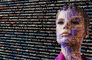 CGI image of data and human-like robot