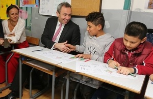 British Ambassador in Lebanon Chris Rampling visiting a school in Beirut