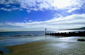 The beach in Swanage bay