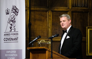 Defence Minister Stuart Andrew speaking at the Employer Recognition Scheme Awards in Hull.