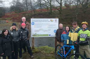 Cyclists and members of the public at the Keswick to Threlkeld Railway Path