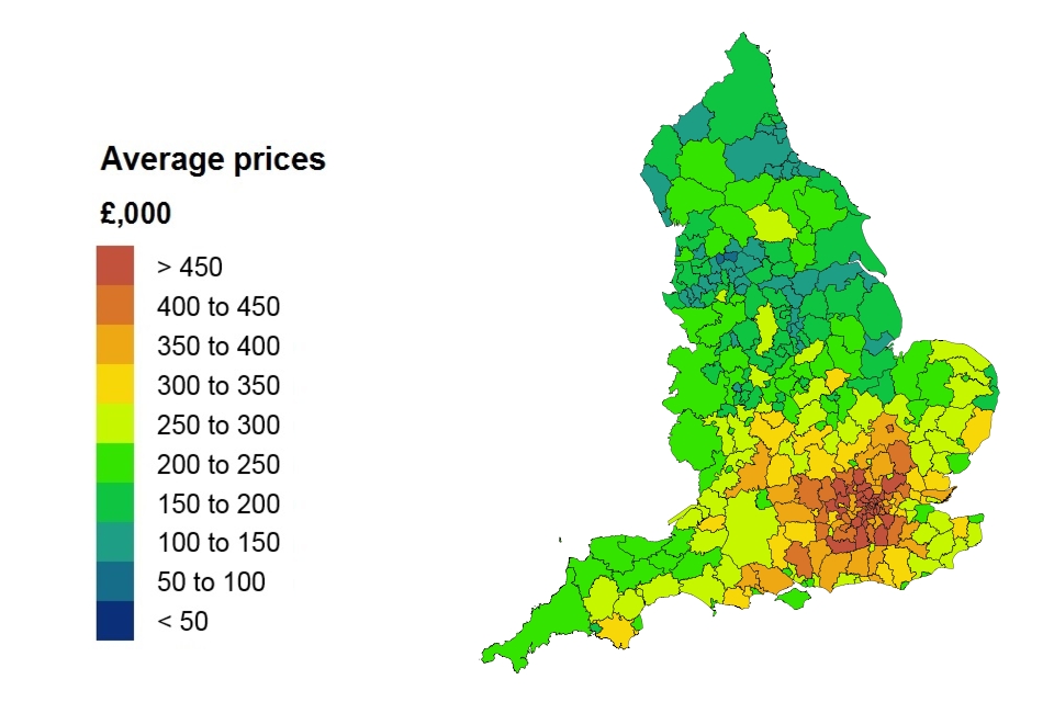 Average price by local authority for England